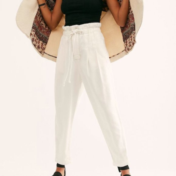 Free People Pants - Free People Margate Pleated Trousers White Med Lg